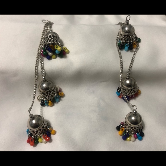 Indian/ Pakistani multicolor jumki earrings - Picture 3 of 6